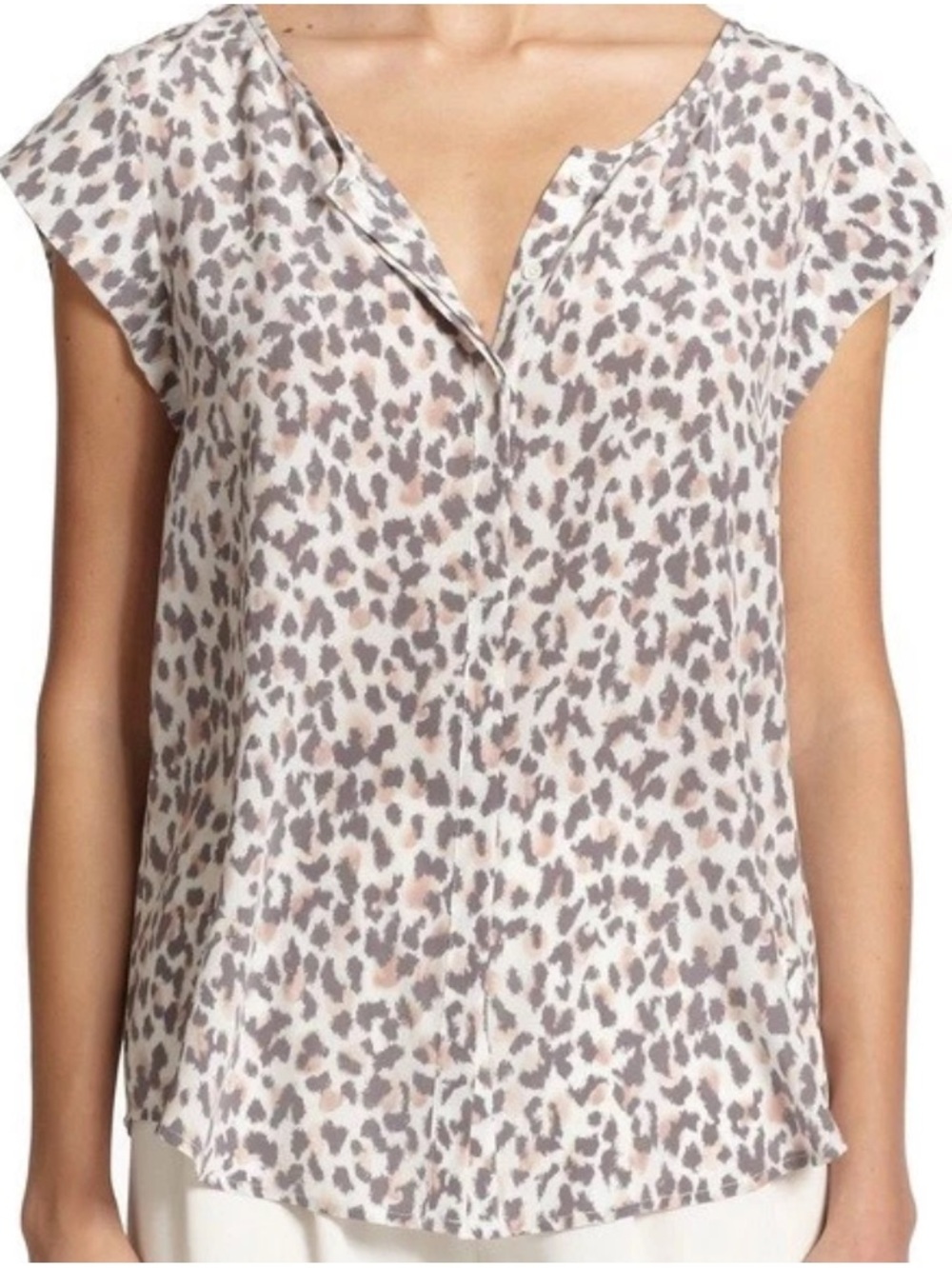 Joie Iva Silk Blouse Shirt Top M Pink/Grey Leopard